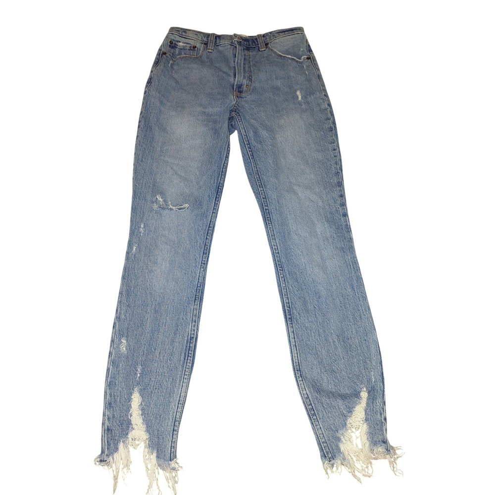Abercrombie & Fitch The Skinny High Rise Jeans Light Wash Distressed Frayed 4